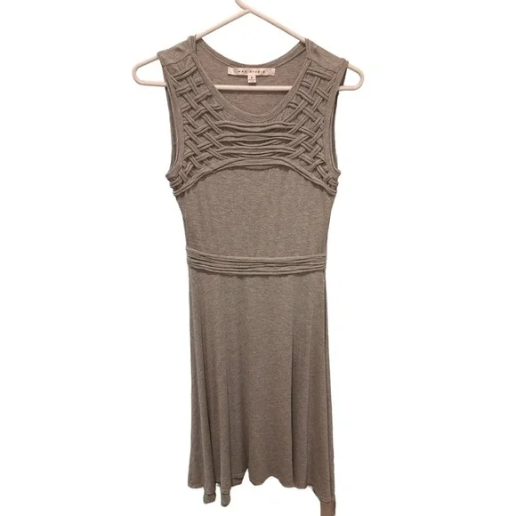 Max Studio Jersey Knit Lattice Detail Sleeveless Dress - S - Gray - Picture 1 of 5